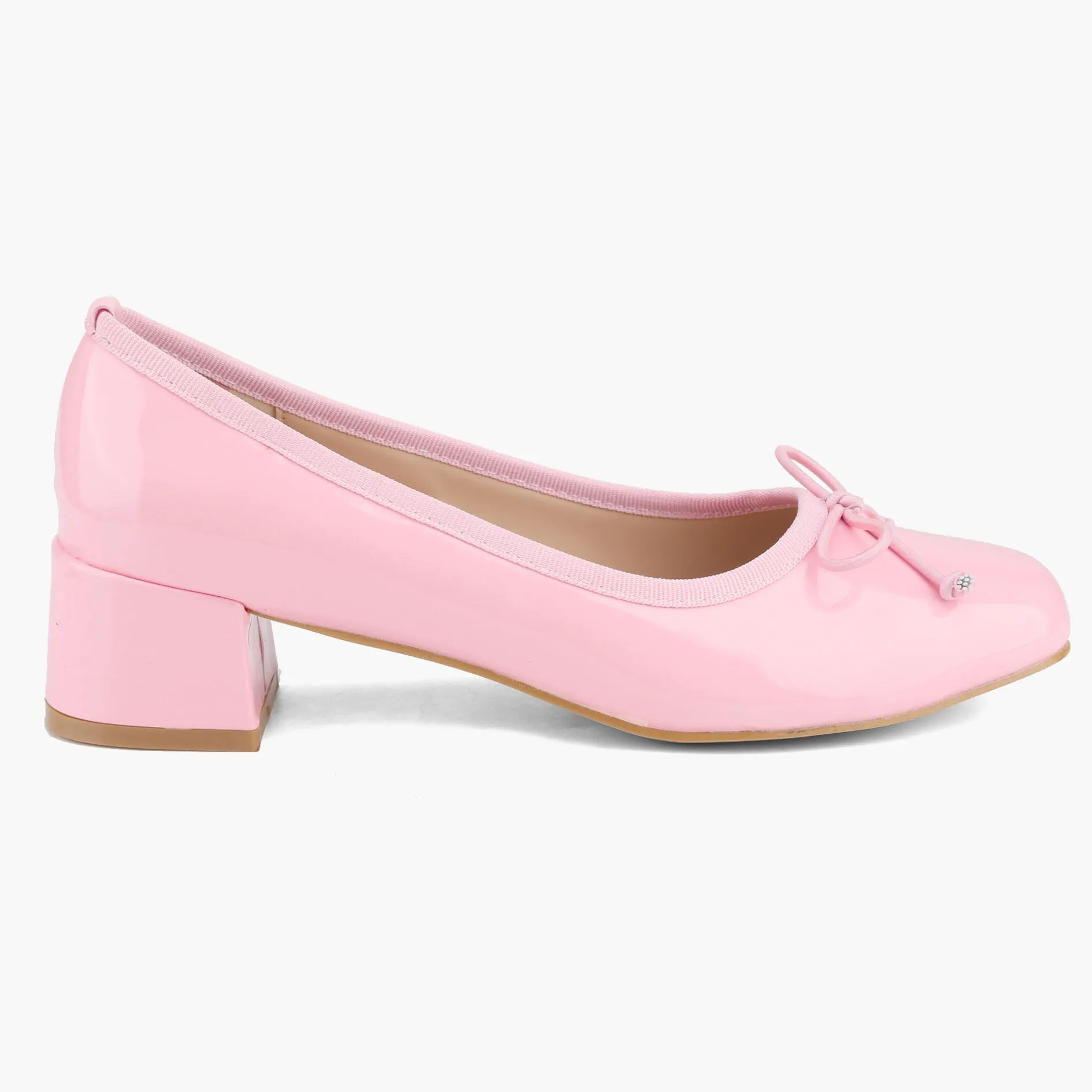 Bowknot Ballet Pump Block Heels Women Shoes