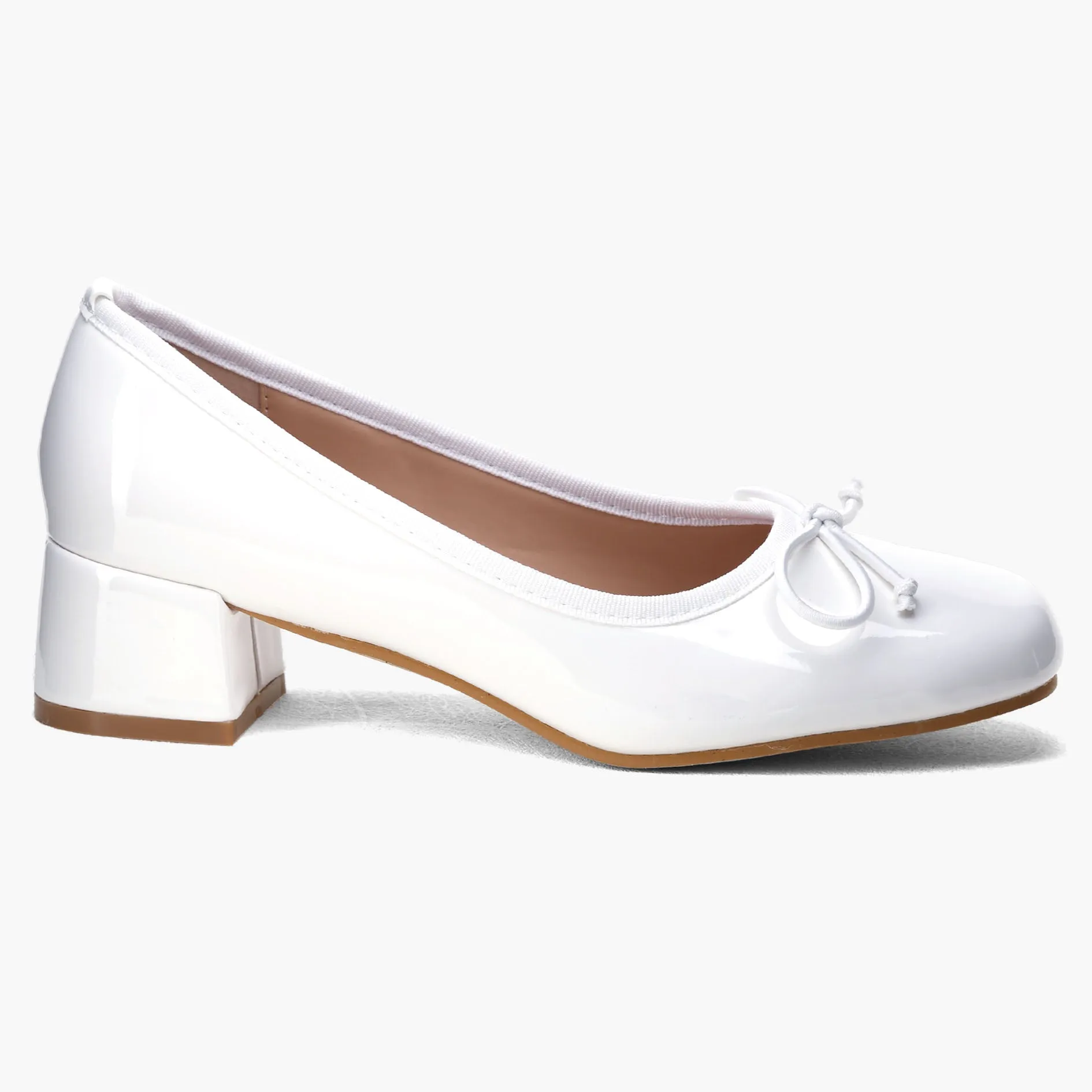 Bowknot Ballet Pump Block Heels Women Shoes