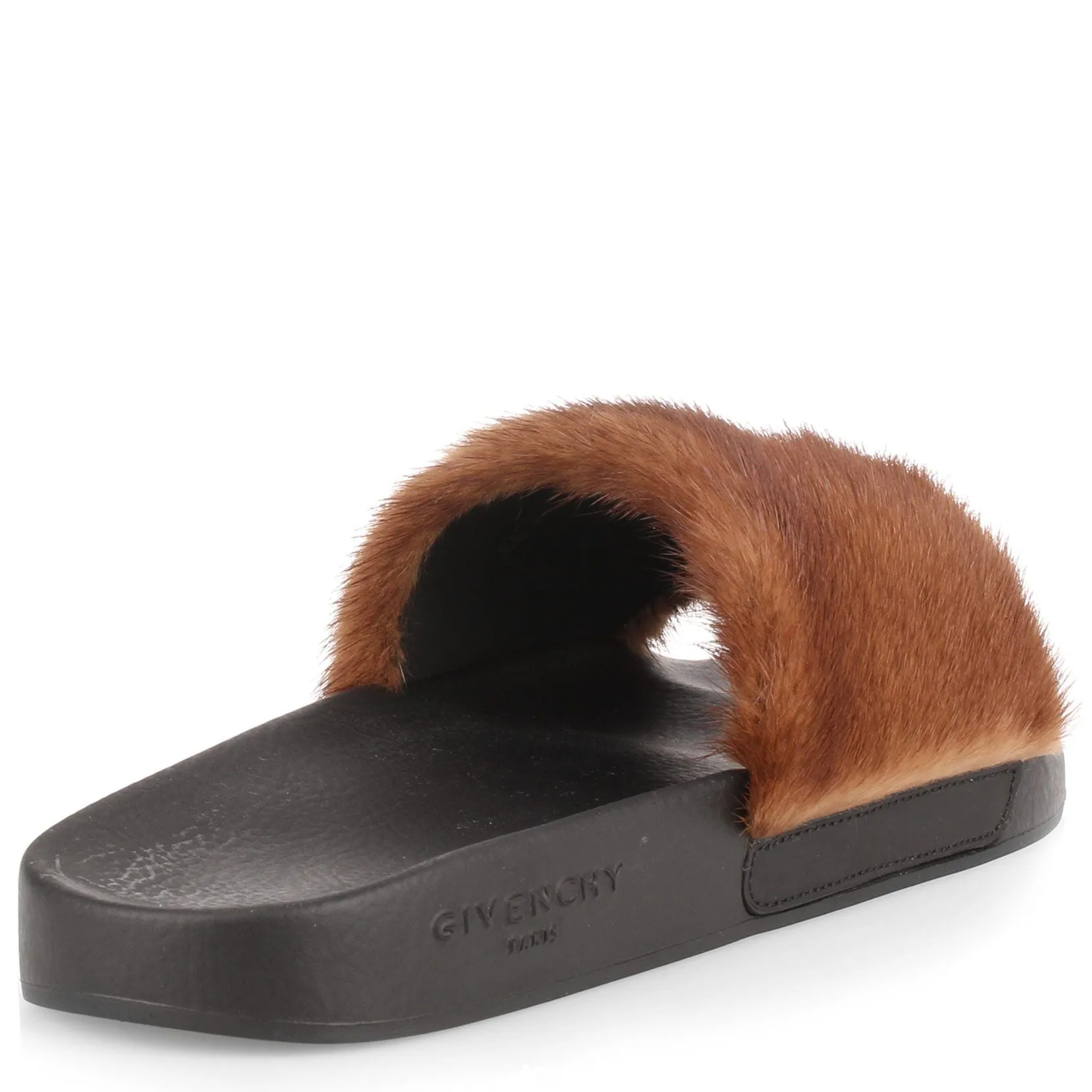 Brown mink slide sandal