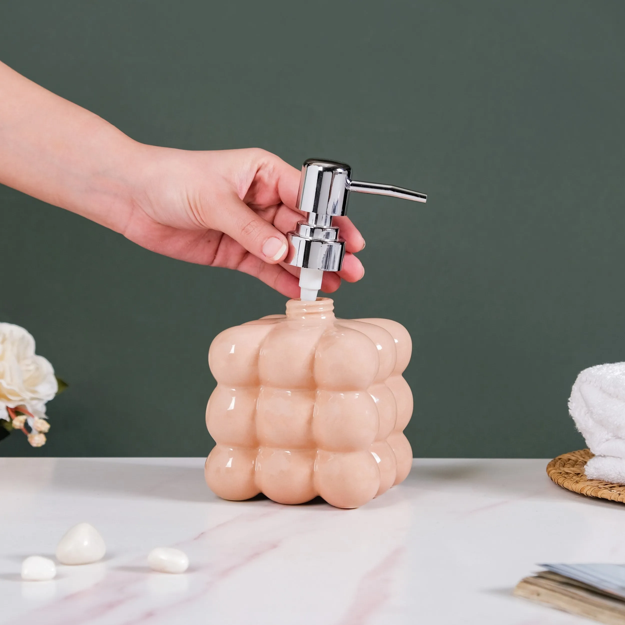 Bubble Design Soap Dispenser Beige 520ml