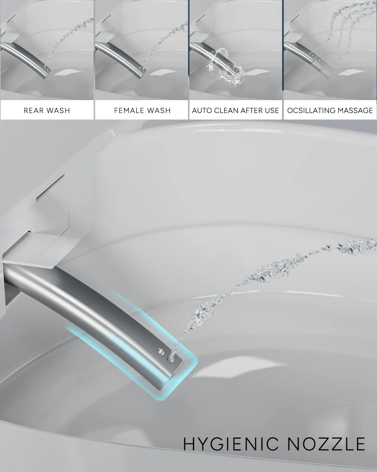 CANEST Smart Bidet Toilet, Smart Toilet with Bidet Built in, Pump-assisted Flush, Foot Sensor Operation, Warm Water, Heated Seat, Air Dryer, Digital Display (TC-100GE)