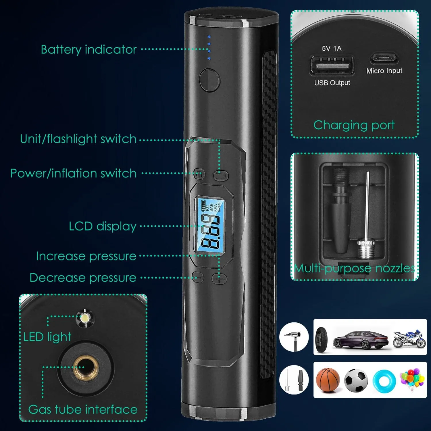 Car Tire Inflator Pump