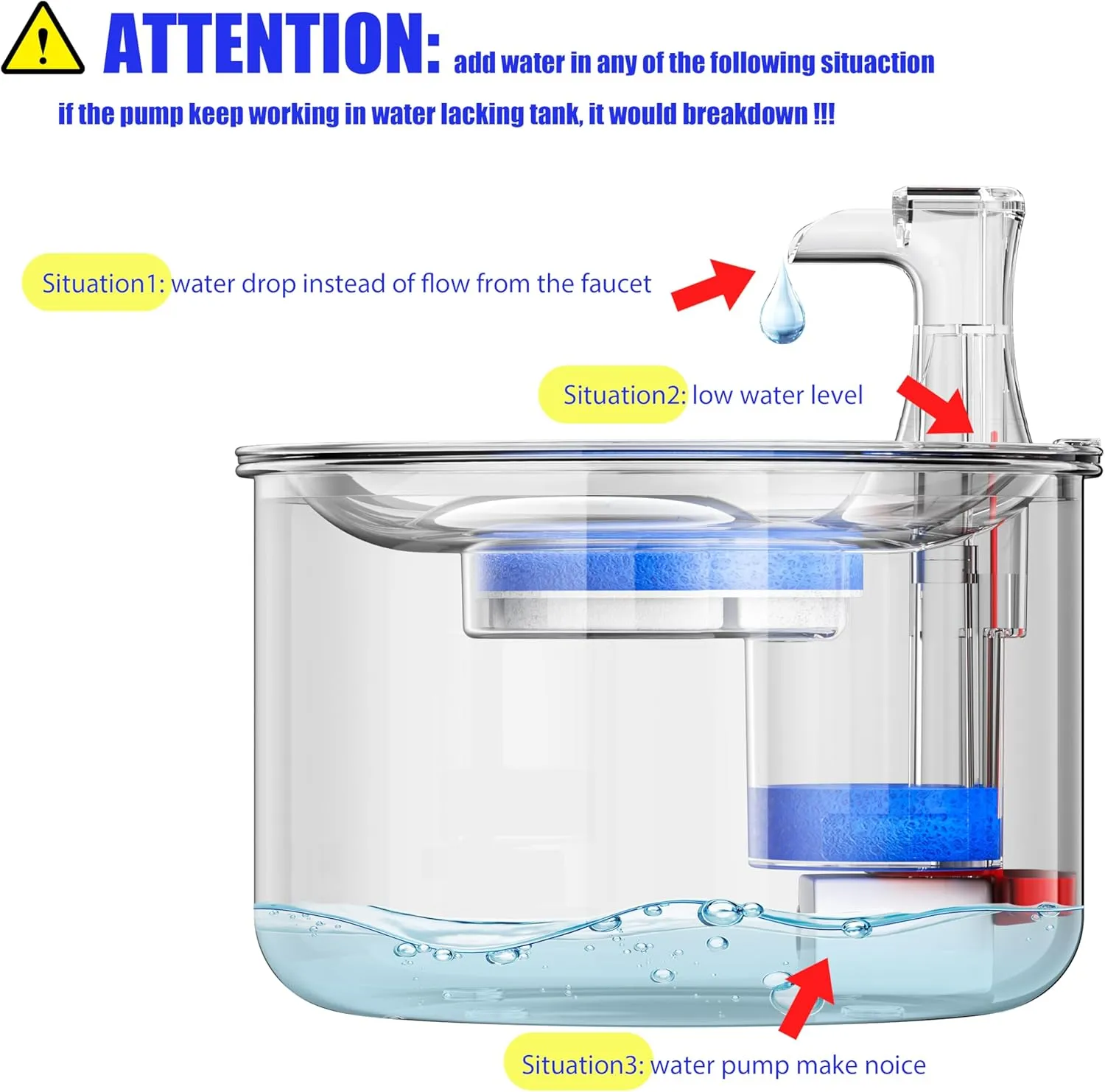 Cat Water Fountain, Stainless Steel Inside Ultra-Quiet Pump, 2L/67oz Automatic Dog Dispenser Water Bowl, Multiple Pets Water Fountain