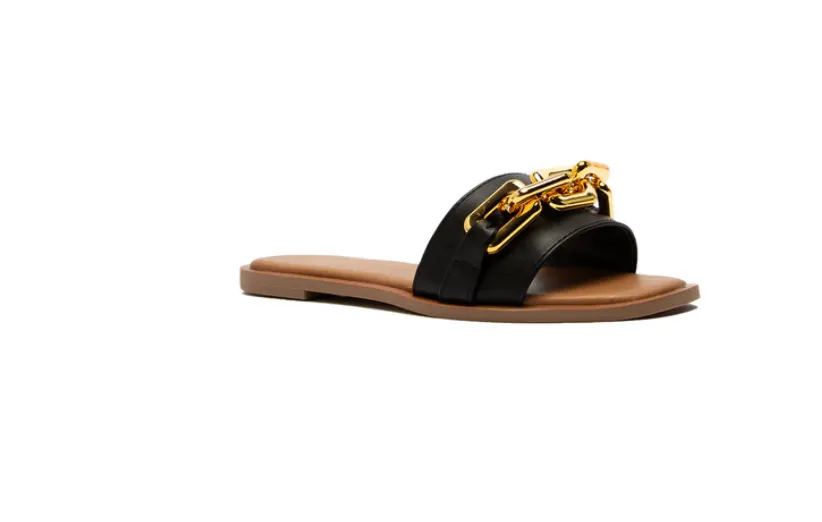 Chain Black Slide Sandal - Final Sale