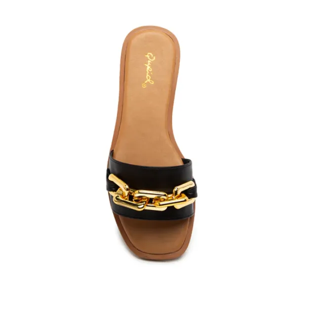 Chain Black Slide Sandal - Final Sale