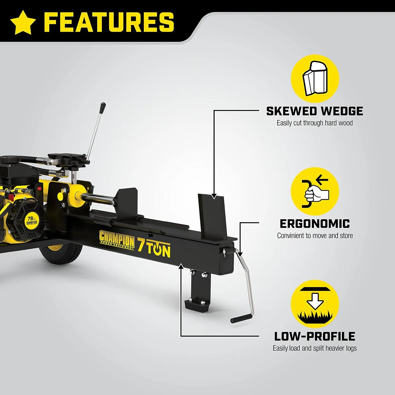 Champion Power Equipment 7-Ton Compact Horizontal Gas Log Splitter with Auto Return