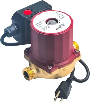 Circulator Pump 115V 1/25 HP, Compatible with Grundfos UP15-18B5 59896114, 1/2" Sweat Line Cord, Bronze Recirculating Pump, Hot Water Circulator (Red)