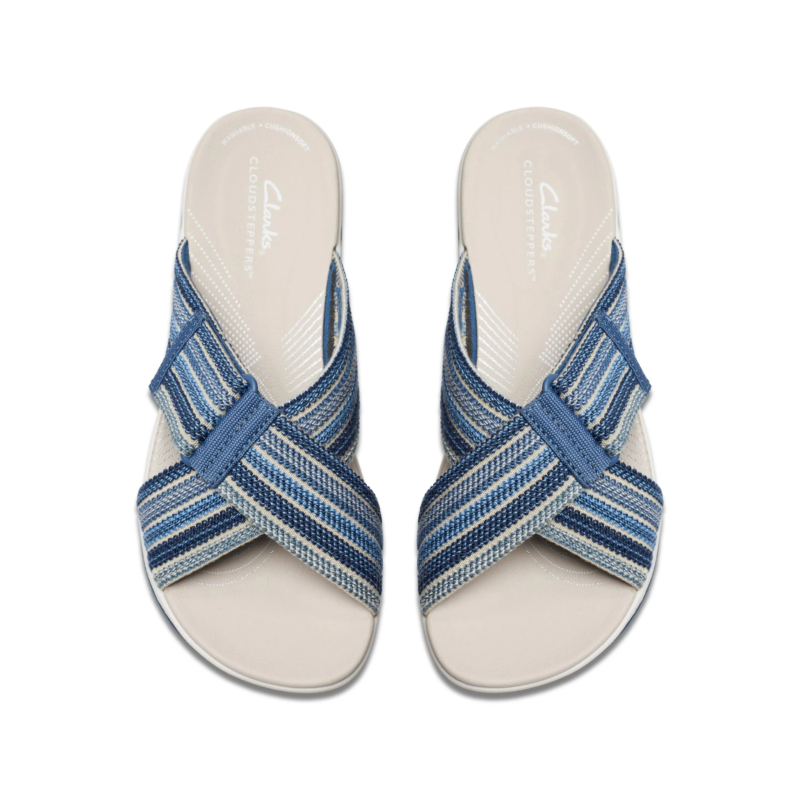 Clarks Women's Arla Wave Slide Sandal, Blue Combi, 6
