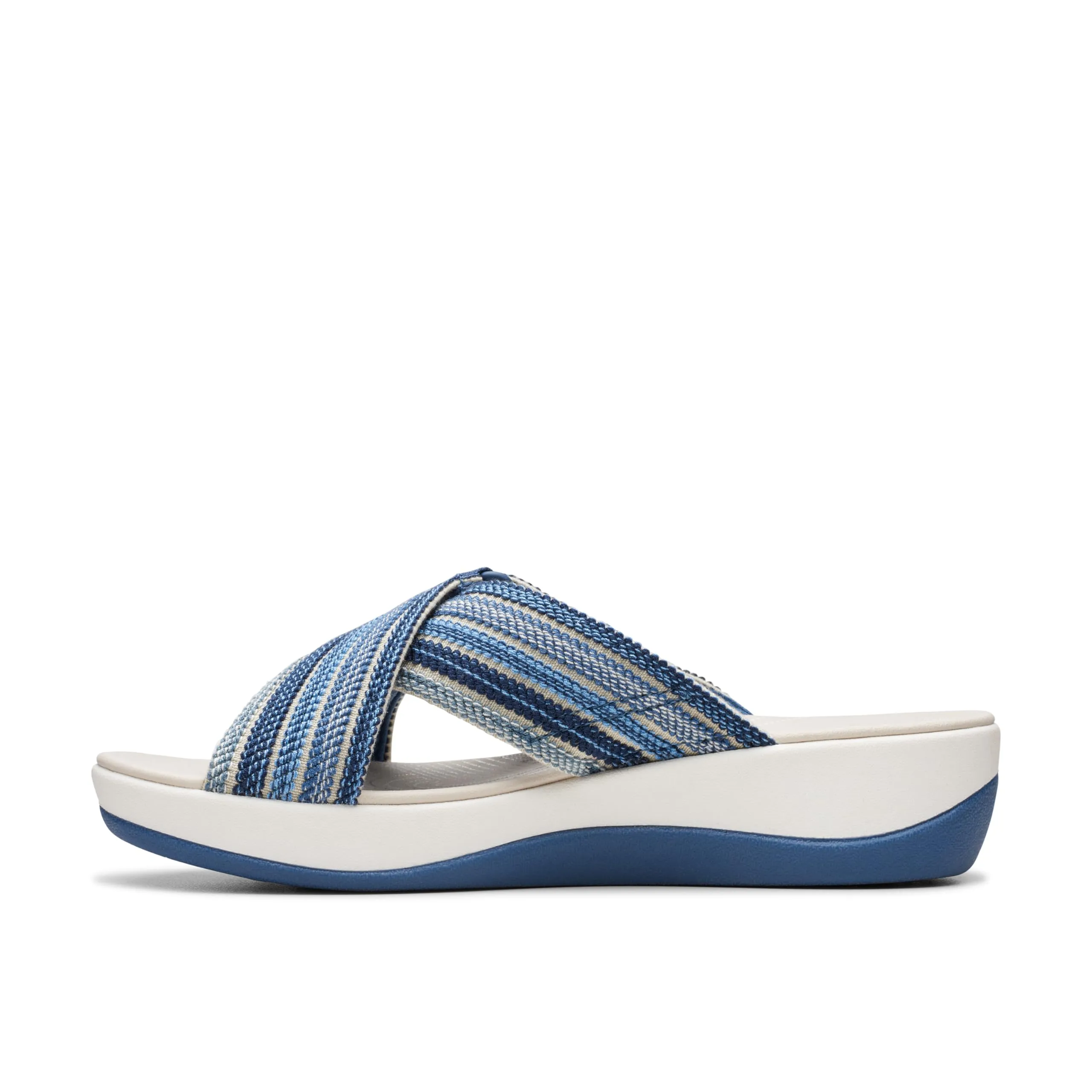 Clarks Women's Arla Wave Slide Sandal, Blue Combi, 6