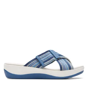 Clarks Women's Arla Wave Slide Sandal, Blue Combi, 6