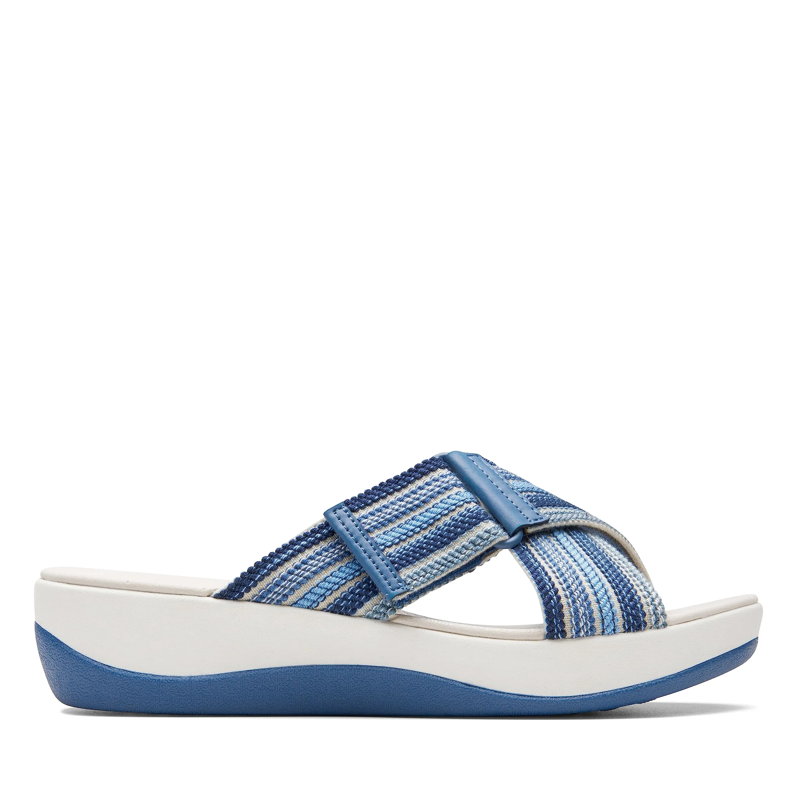 Clarks Women's Arla Wave Slide Sandal, Blue Combi, 6