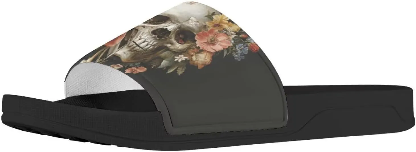 Day of the Dead Skull Print Women Slide Sandals Non Slip Summer House Slippers for Women Slip-on Flip Flops Indoor Outdoor