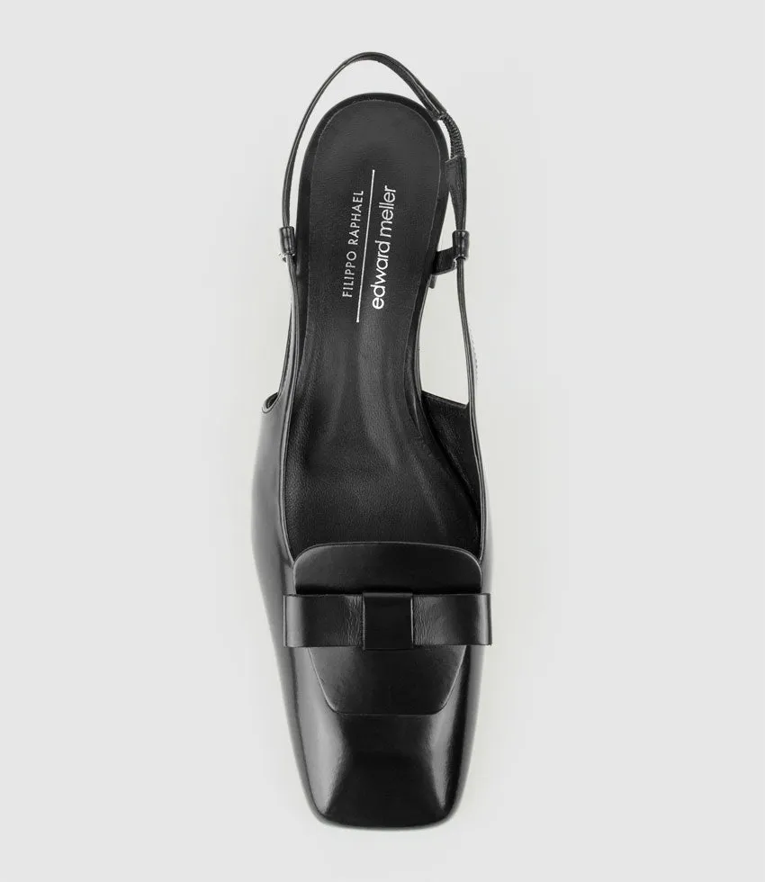 DINA45 Slingback Pump with Bow in Black High Shine