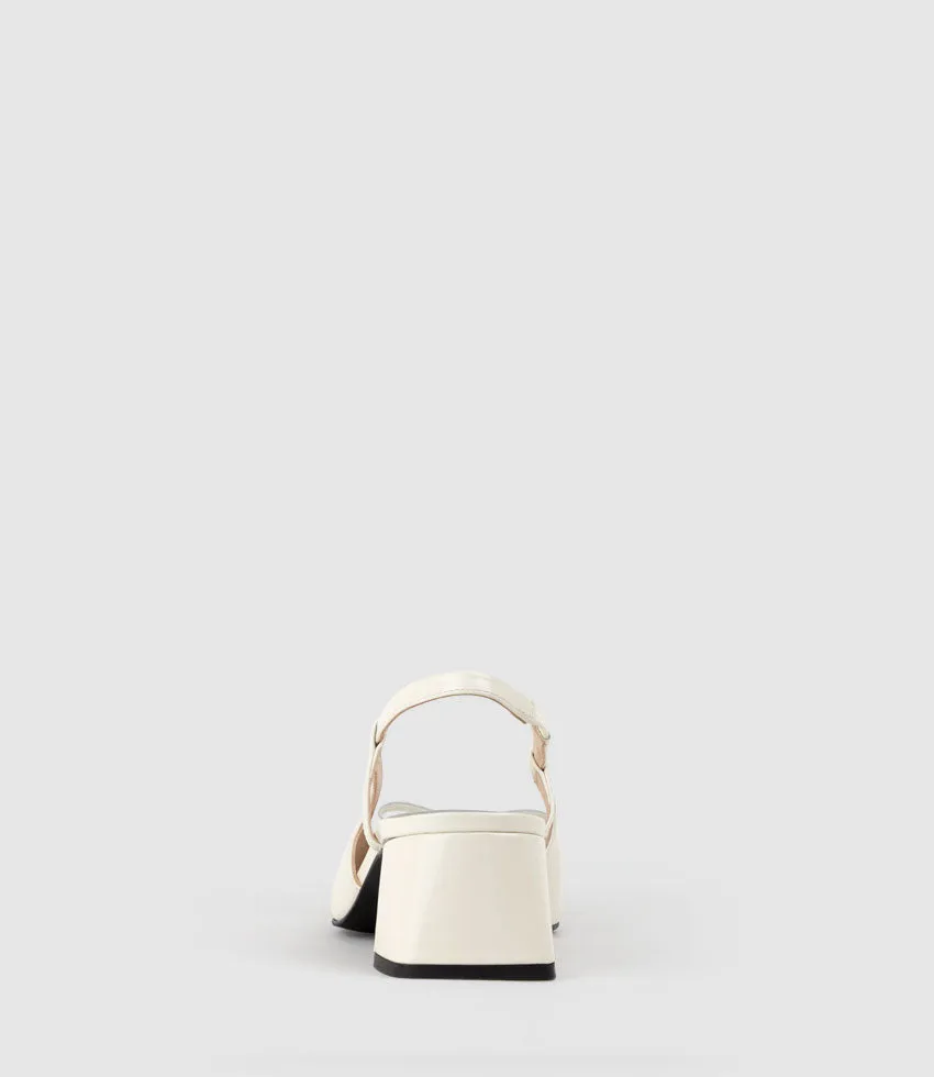DINA45 Slingback Pump with Bow in Offwhite High Shine