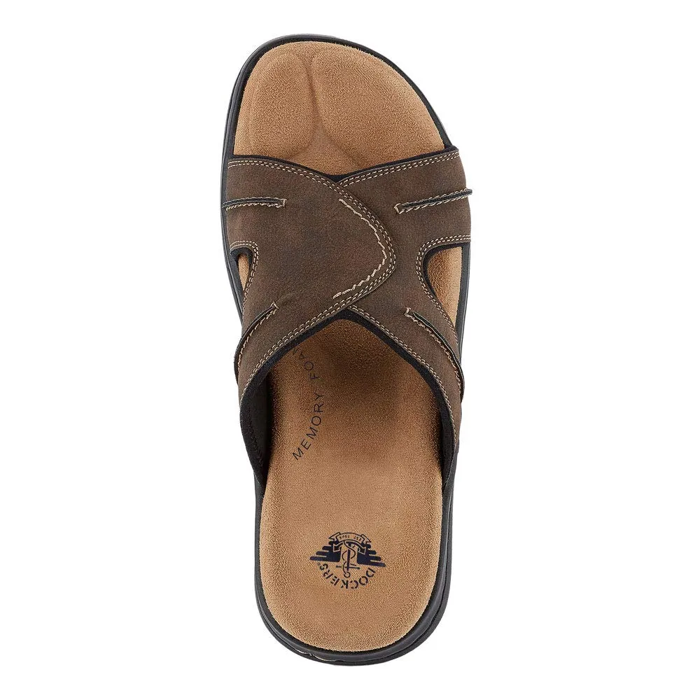 Dockers Mens Sunland Casual Slide Sandal Shoe, Dark Brown, 10 M