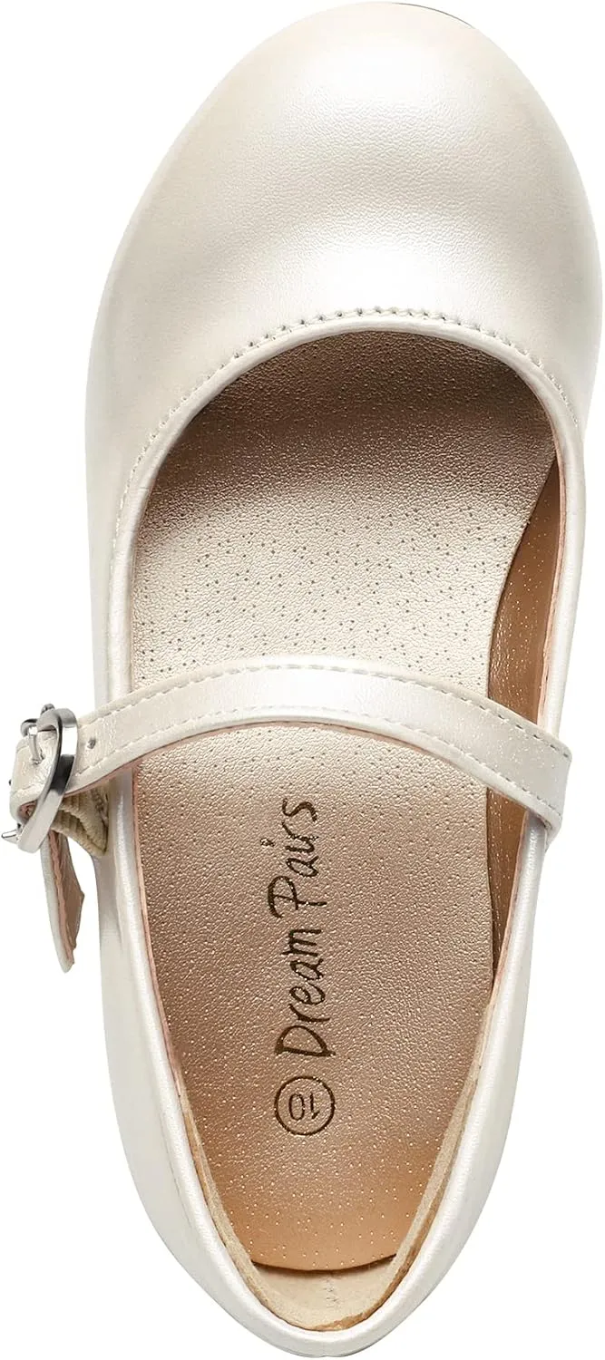 DREAM PAIRS Girls Mary Jane Low Heel Princess Flower Wedding Party Pump Dress Shoes