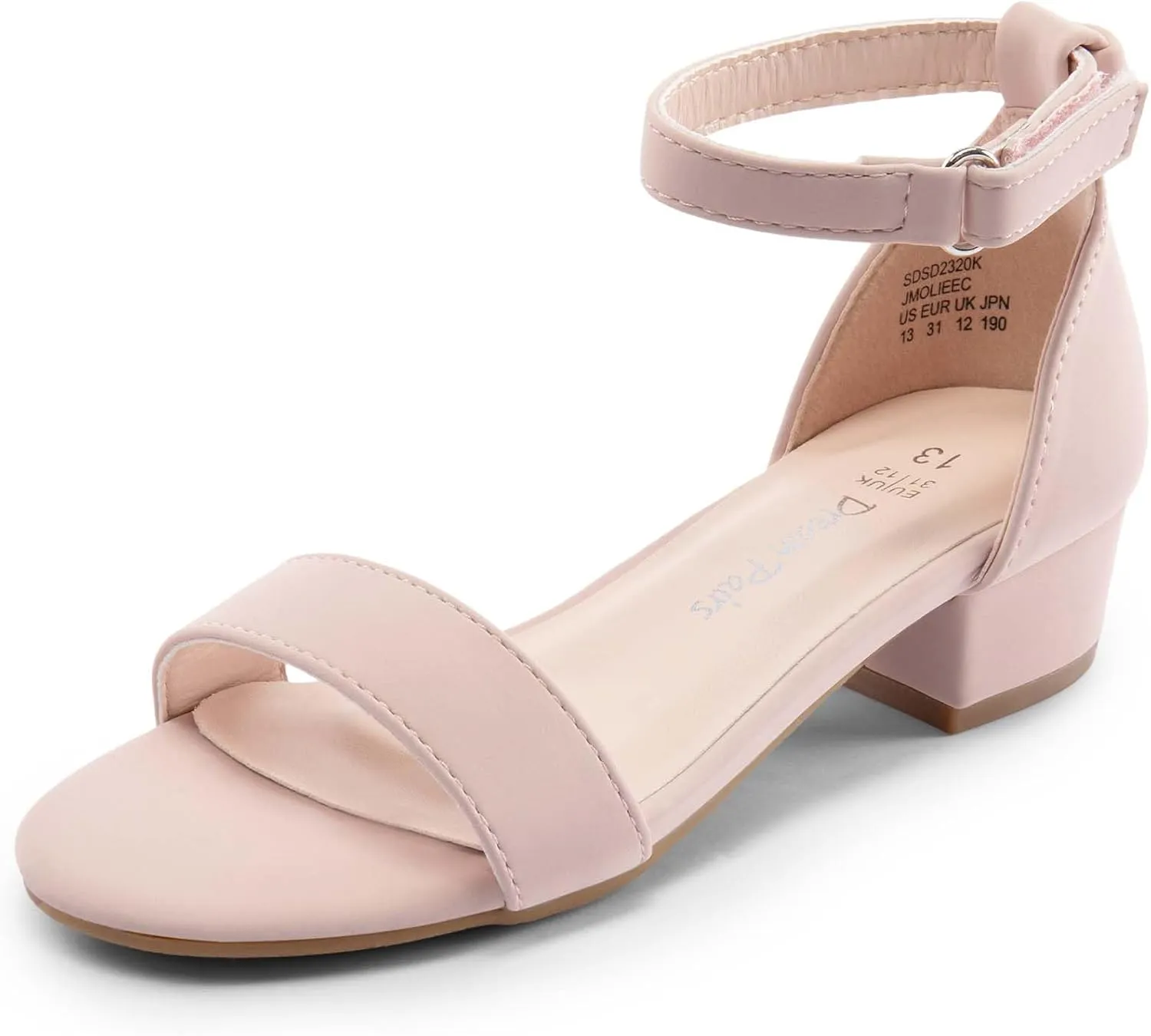 DREAM PAIRS Girls Sandals Low Heel Dress Pump Ankle Strap Interchangeable Bow Flower Wedding Party Shoes for Little Kid/Big Kid