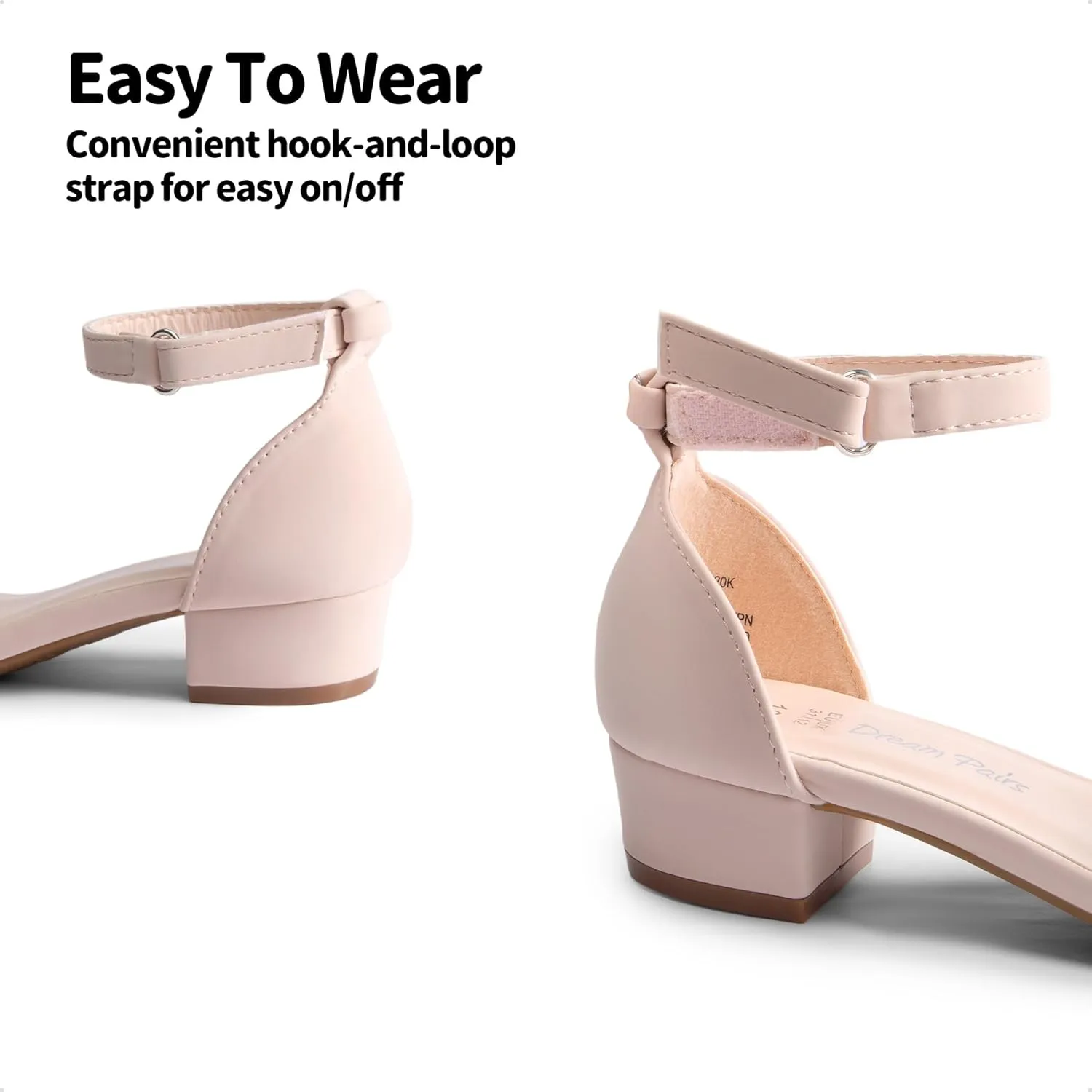 DREAM PAIRS Girls Sandals Low Heel Dress Pump Ankle Strap Interchangeable Bow Flower Wedding Party Shoes for Little Kid/Big Kid