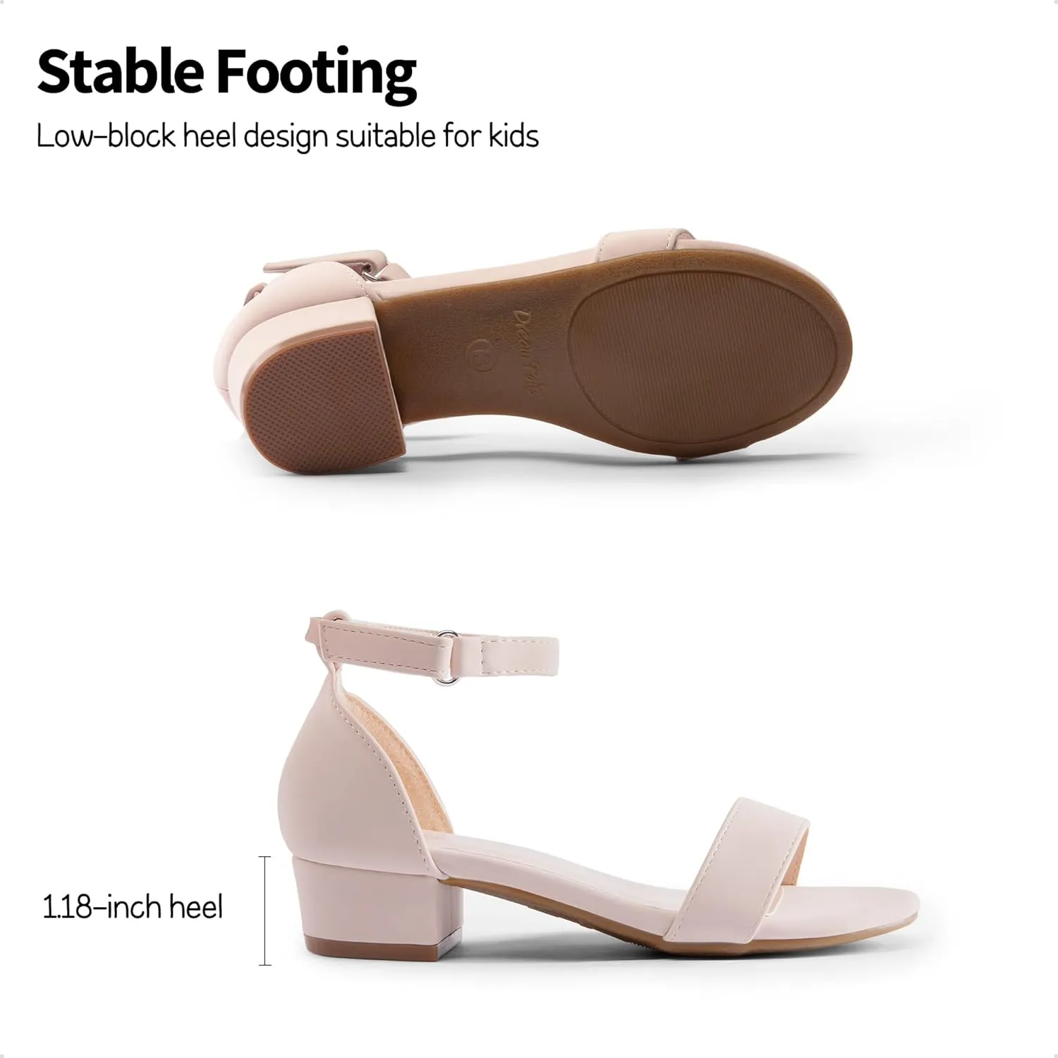 DREAM PAIRS Girls Sandals Low Heel Dress Pump Ankle Strap Interchangeable Bow Flower Wedding Party Shoes for Little Kid/Big Kid