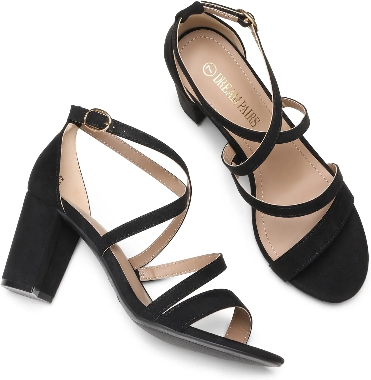 DREAM PAIRS Women’s Ankle Strap Dress Pump Low Chunky Heel Sandals