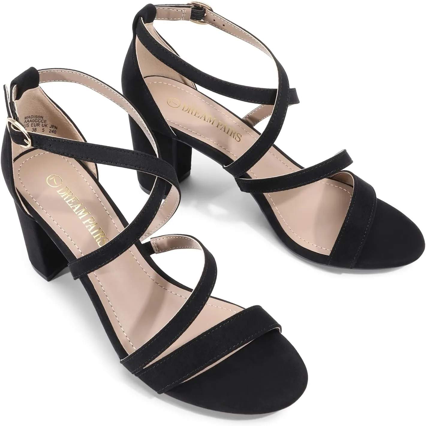 DREAM PAIRS Women’s Ankle Strap Dress Pump Low Chunky Heel Sandals