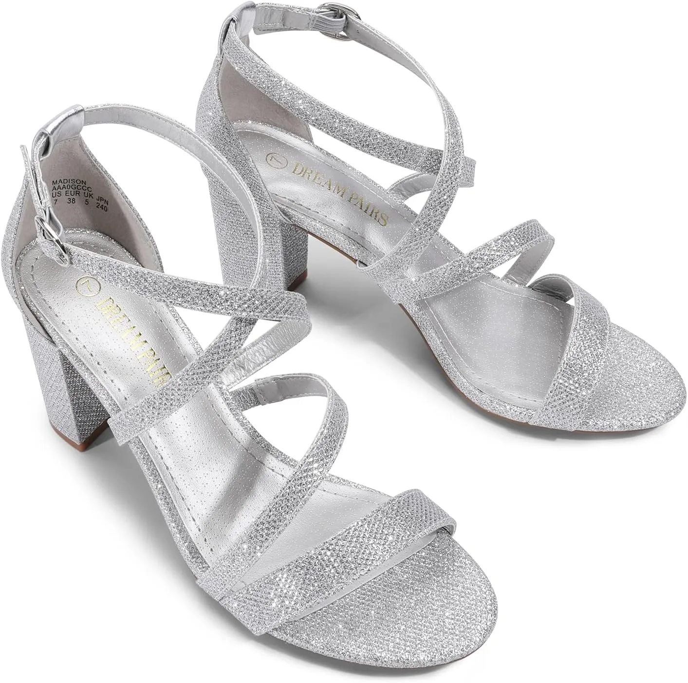 DREAM PAIRS Women’s Ankle Strap Dress Pump Low Chunky Heel Sandals