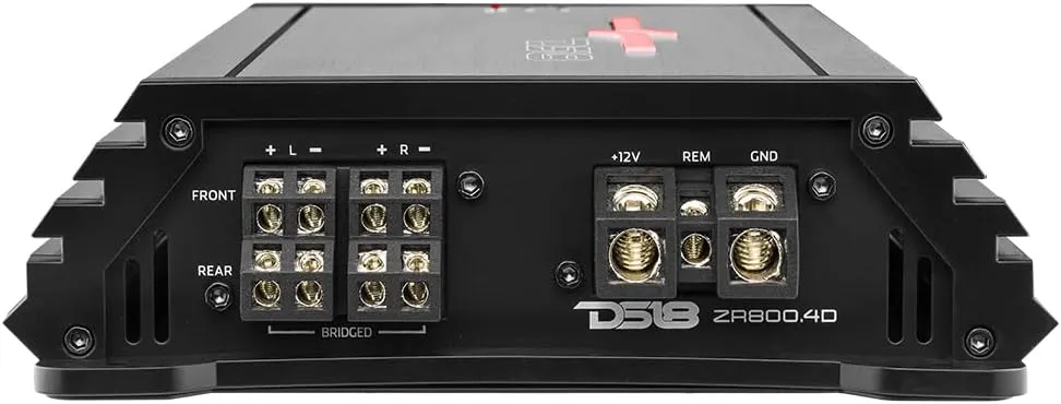 DS18 ZR800.4D Car Amplifier Class D 4-Channel Stereo Full Range Amp 3600 Watts Peak Power - Adjustable Frequency High/Low Pass Setting - Guaranteed to Supercharge Your Car Audio Sound System