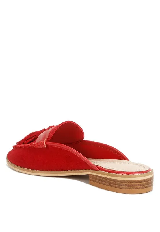 EDMANDA TASSLE  MULES *GENUINE LEATHER*