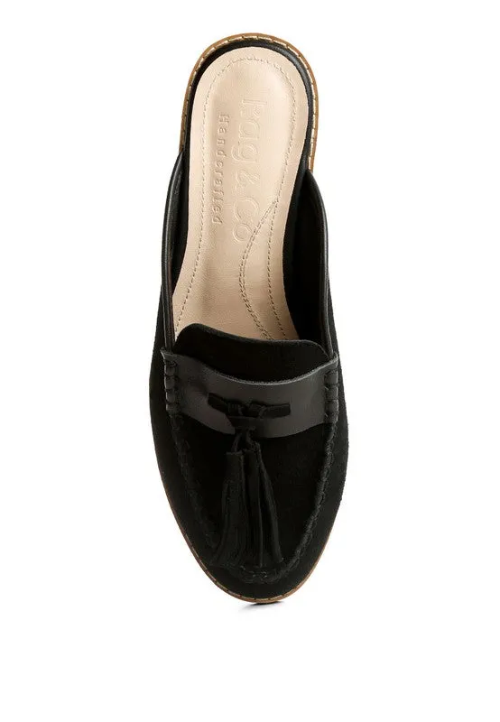 EDMANDA TASSLE  MULES *GENUINE LEATHER*