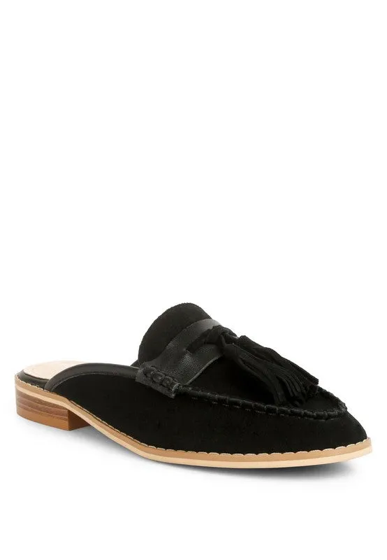 EDMANDA TASSLE  MULES *GENUINE LEATHER*