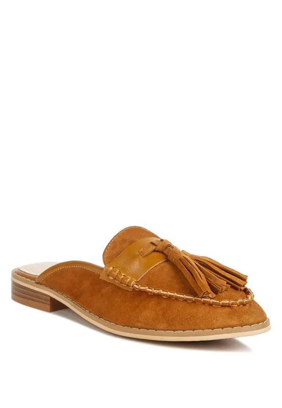 EDMANDA TASSLE  MULES *GENUINE LEATHER*