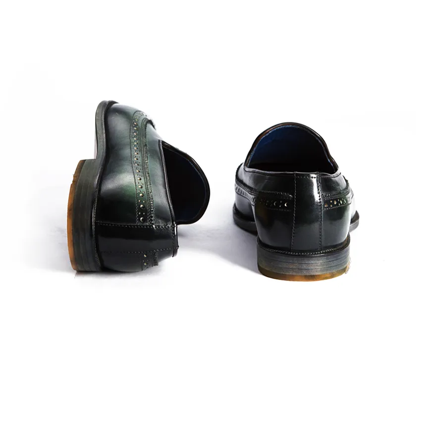Edward Olive Green Patina Tassel Loafer