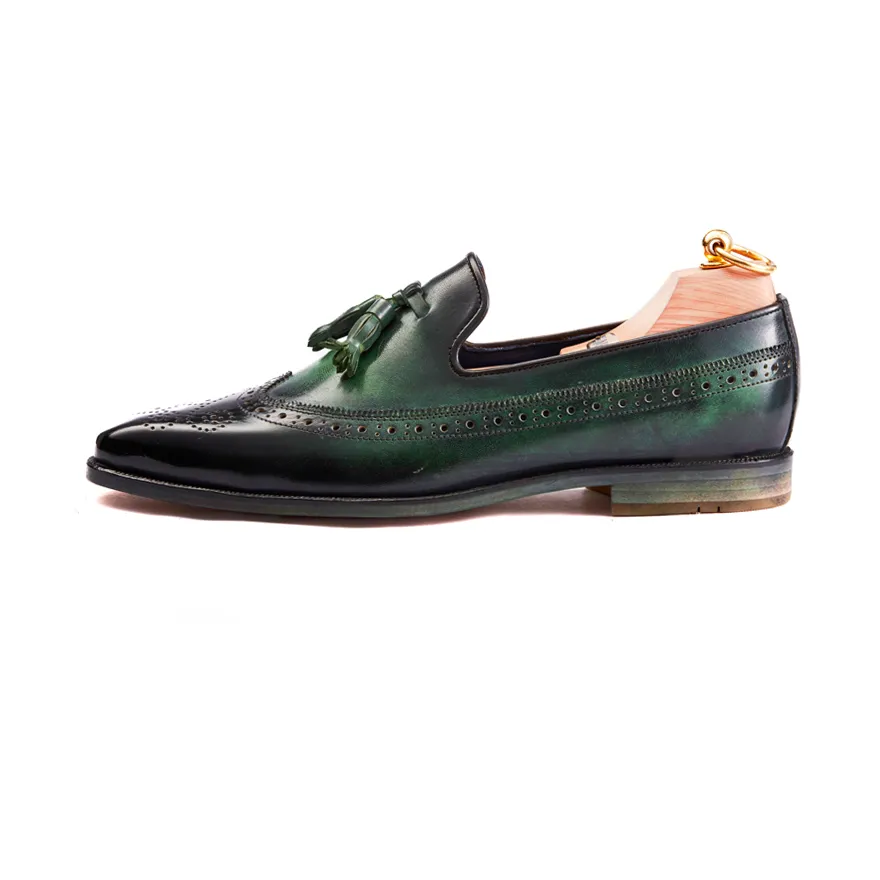 Edward Olive Green Patina Tassel Loafer