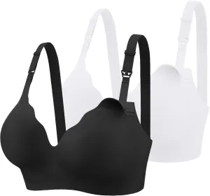 Ekouaer Nursing Bra Wavy Breastfeeding Bras for Women Seamless Maternity Support Wireless Pregnancy Sleep Bralette