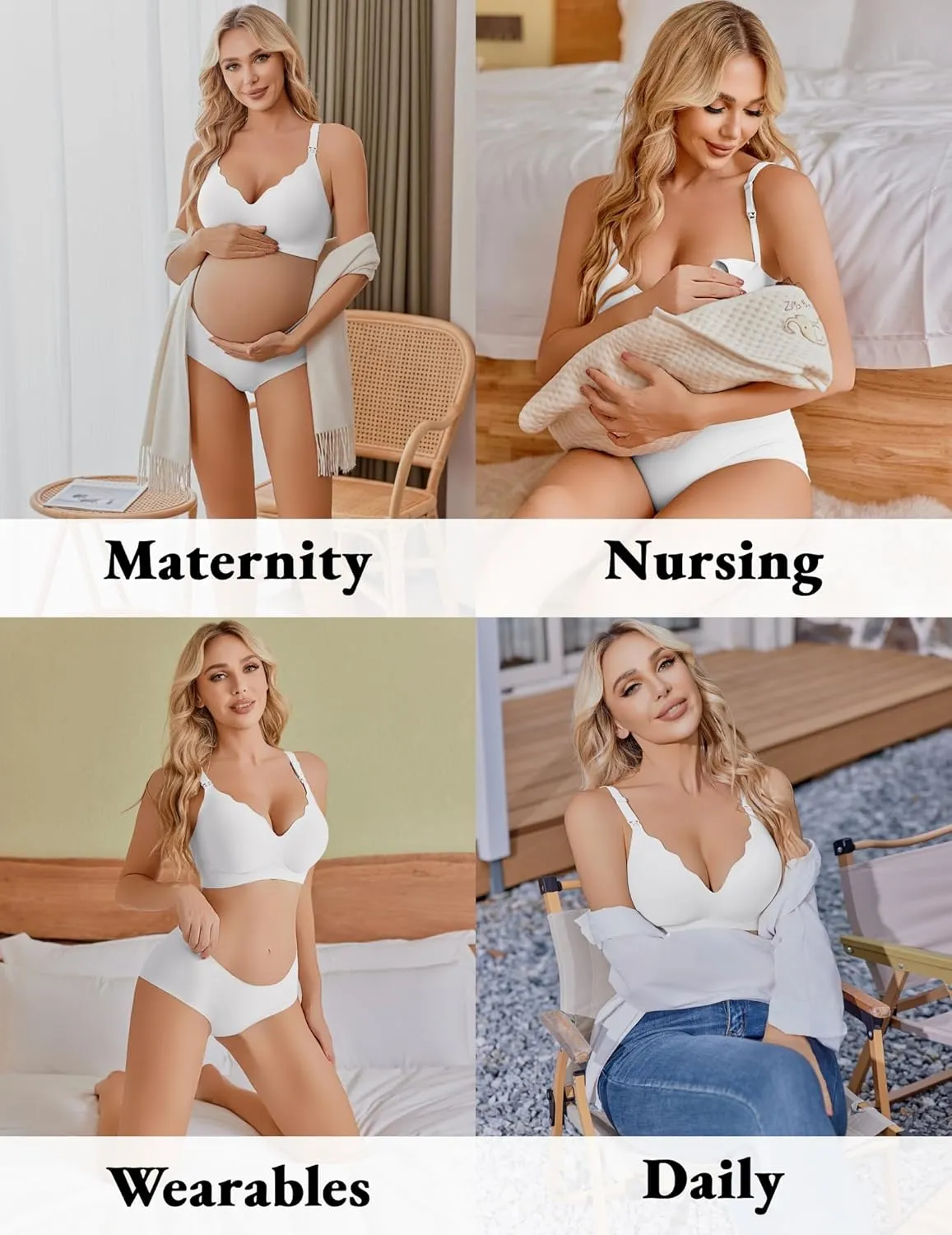 Ekouaer Nursing Bra Wavy Breastfeeding Bras for Women Seamless Maternity Support Wireless Pregnancy Sleep Bralette