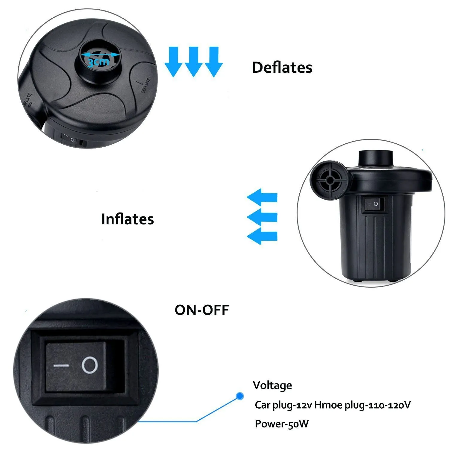 Electric Air Pump for Swimming Ring Inflatable Boat