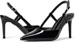 Elisabet Tang Women's Closed Toe Slingback Pointed Toe Stiletto Heel Pump Dress Shoes Buckle Strap Party Pumps Sexy