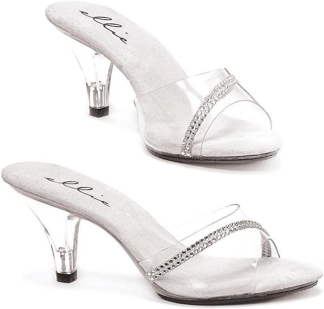 Ellie Shoes Women's 3 Inch Heel Clear Mule with Rhinestones