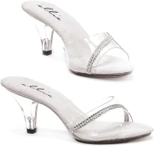 Ellie Shoes Women's 3 Inch Heel Clear Mule with Rhinestones