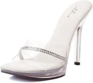 Ellie Shoes Women's 5 Inch Heel Rhinestone Mule (Clear;10)