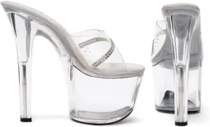 Ellie Shoes Women's 7 Inch Heel Clear Rhinestone Mule