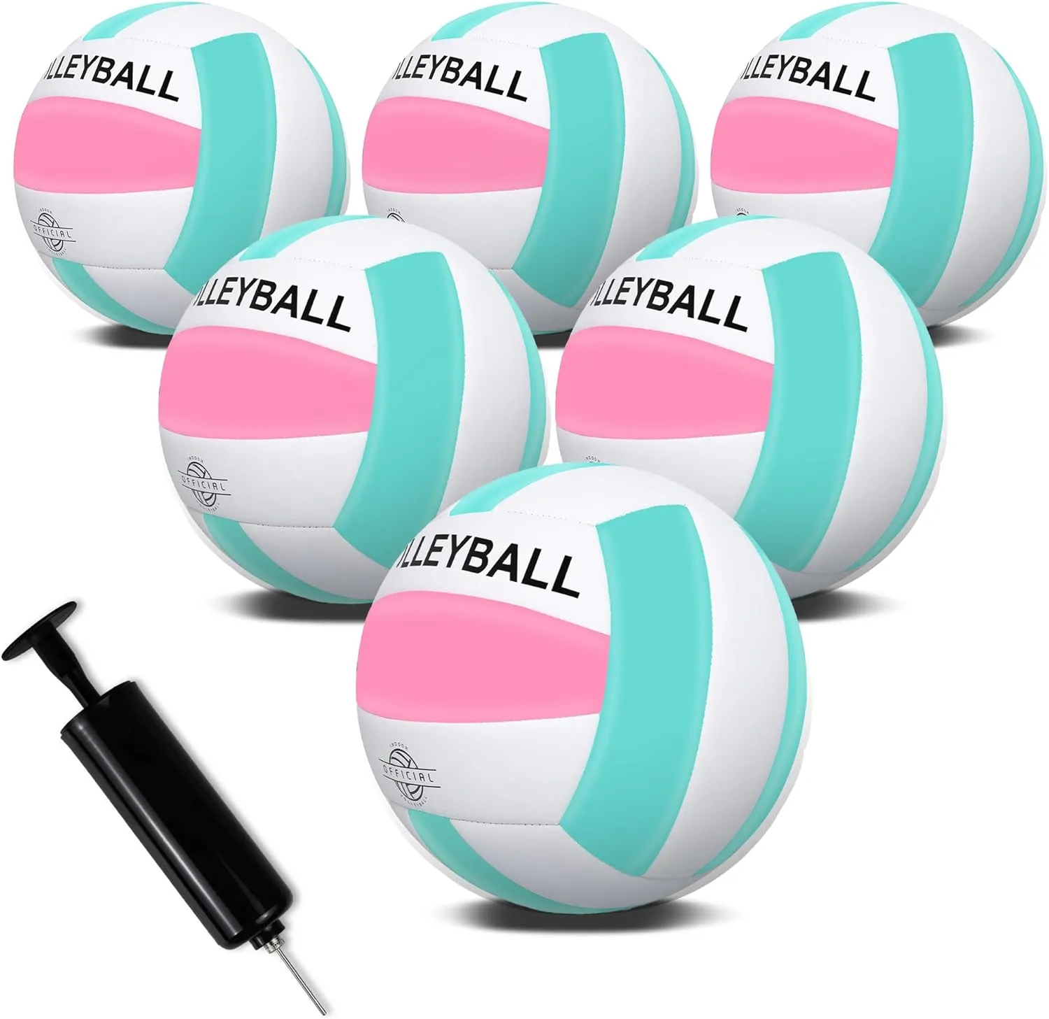 EVZOM 6 Pack Volleyballs Soft Beach Volleyball Official Size 5 for Outdoor/Indoor/Pool/Gym/Training Premium Volleyball Equipment Durability Stability Sports Ball with Pump
