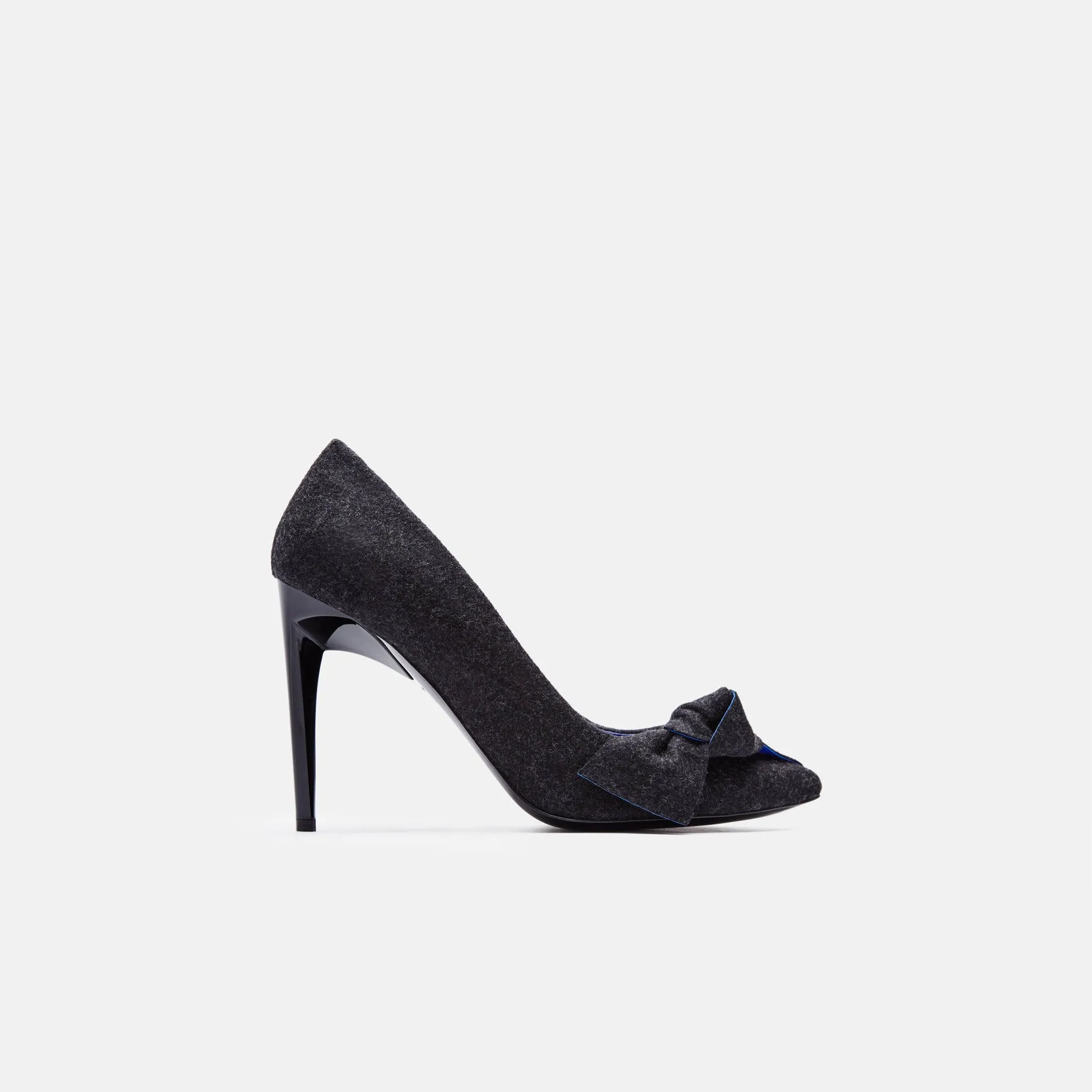 Felt 100mm Bow Pump - Dark Grey