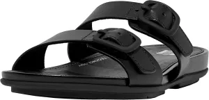 Fitflop Women's Gracie Rubber-buckle Two-bar Leather Slides Sandal