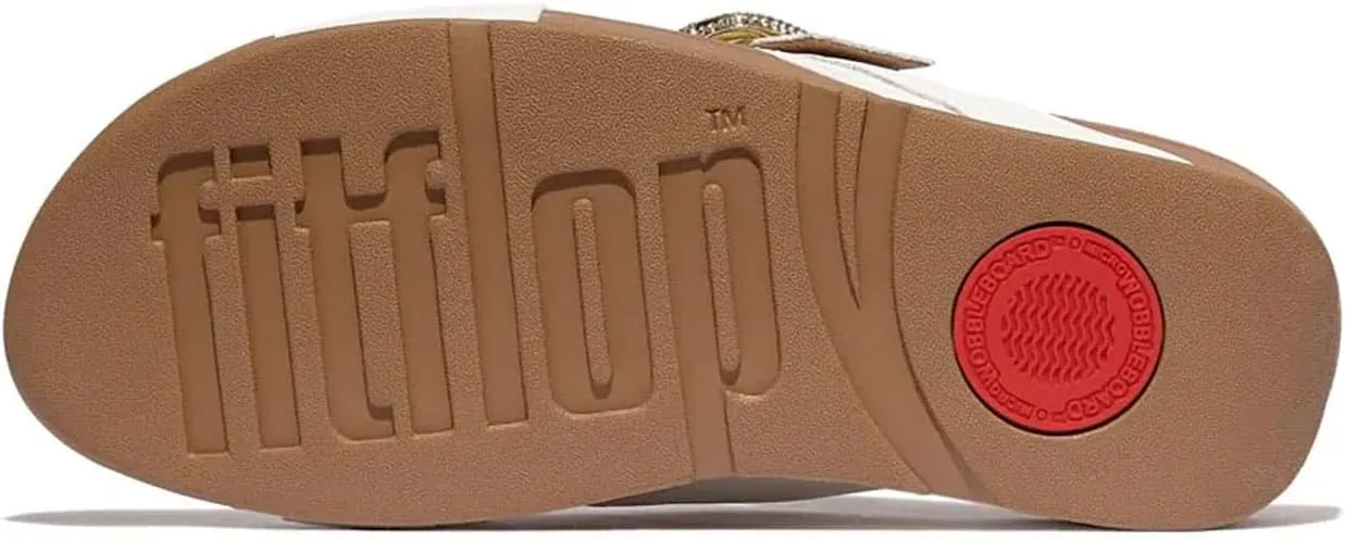 FitFlop Women's Lulu Crystal-Buckle Leather Cross Slides Wedge Sandal