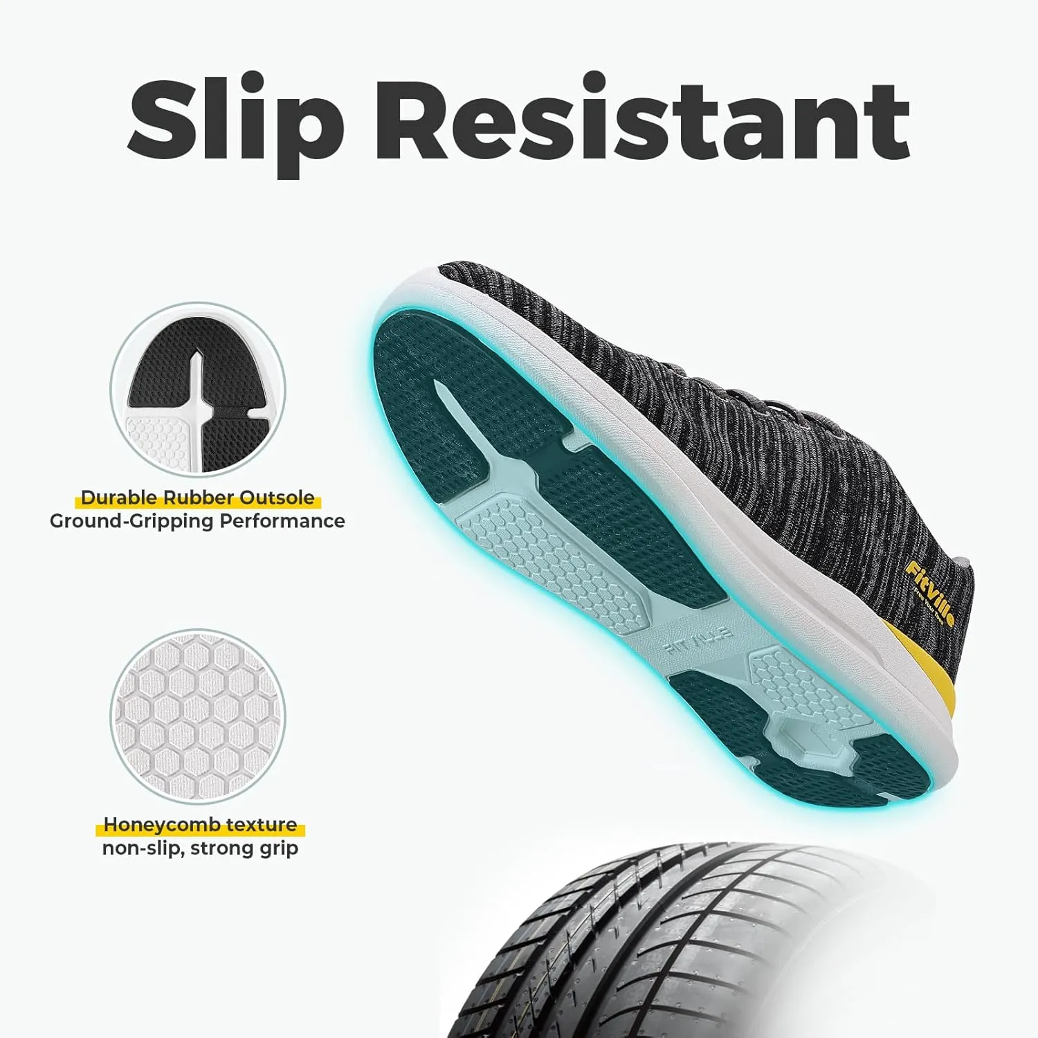 FitVille Men's Extra Wide Walking Shoes Comfortable Sneakers with Arch Support for Plantar Fasciitis - ArchPower FlyWave