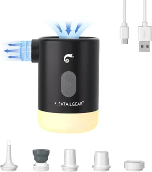 FLEXTAILGEAR 4.5kPa Air Pump for Inflatables, Portable Air Pump with Led Light, 3600 mAh Rechargeable Battery Air Mattress Pump Inflator Pump for Pool Floats Boats Sleeping Pads Inflatable Toys