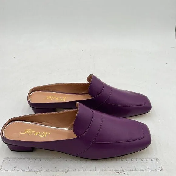 FOWT Purple Closed Square Toe Loafer, Elegant Dress Casual Slippers Shoes