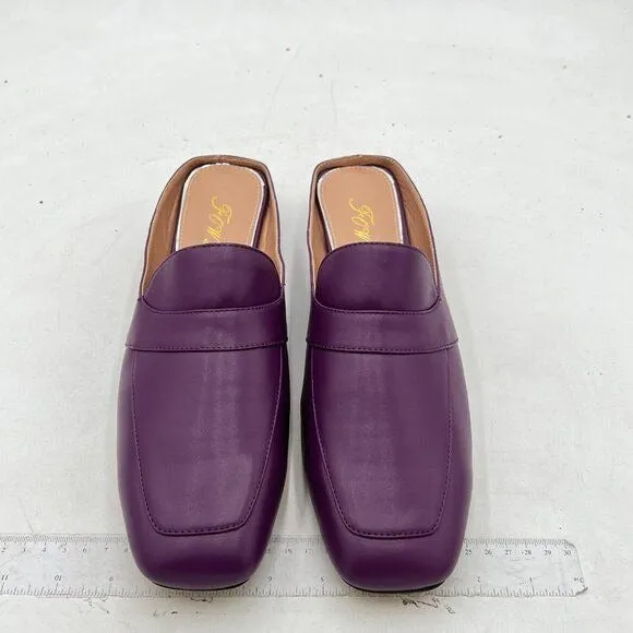 FOWT Purple Closed Square Toe Loafer, Elegant Dress Casual Slippers Shoes
