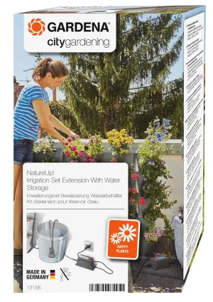 Gardena NatureUp! Extension Irrigation Water Tank: Irrigation Without Water, Irrigation Extension to Vertical and Corner, Transformer and Low Voltage Pump (13158-20)